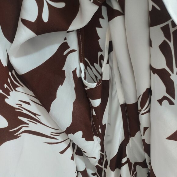 Michael Kors Collection Floral Silk V-Neck Brown White Caftan Dress - Picture 6 of 9